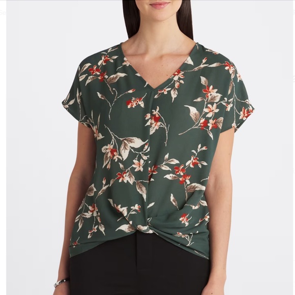 West Kei Allure Knot Green Floral Blouse - Picture 4 of 6